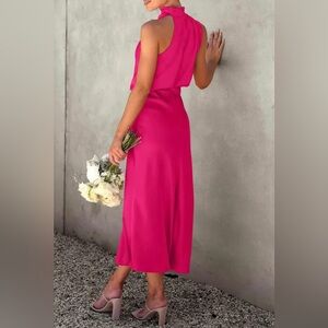 High neck one shoulder dress